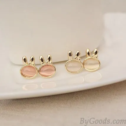 Cute Bunny Opal Earring Studs