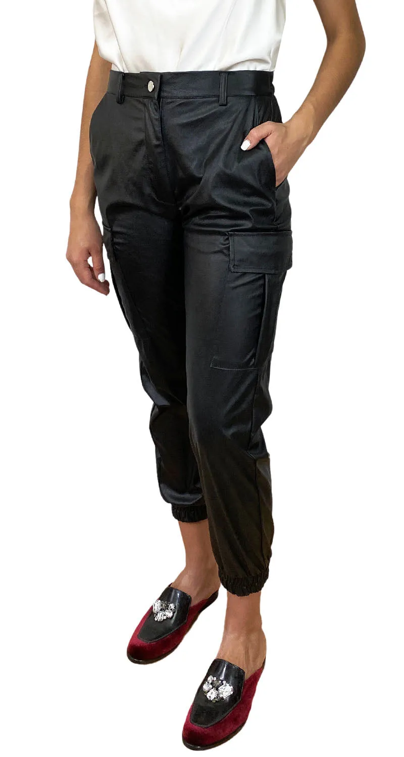 IMPERIAL Pantalón Negro Cuero